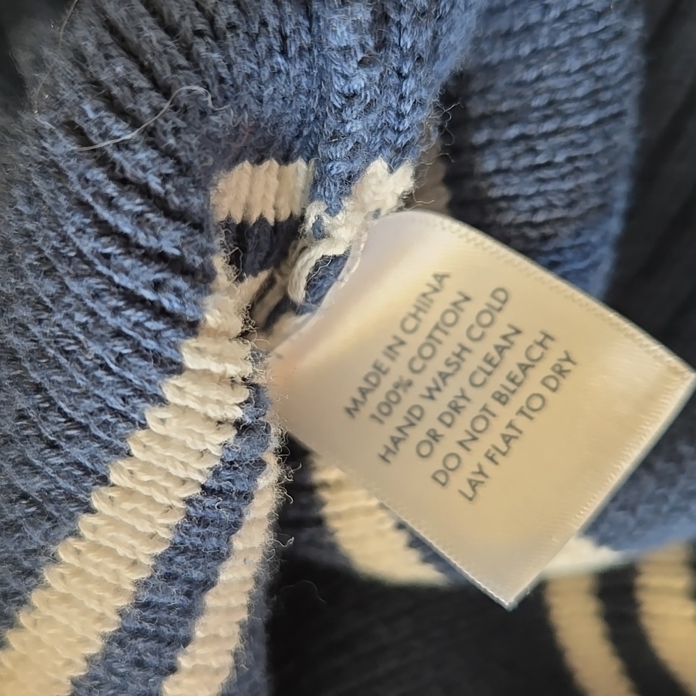 Navy Striped Button-Front Cardigan Sweater - Picture 10 of 10
